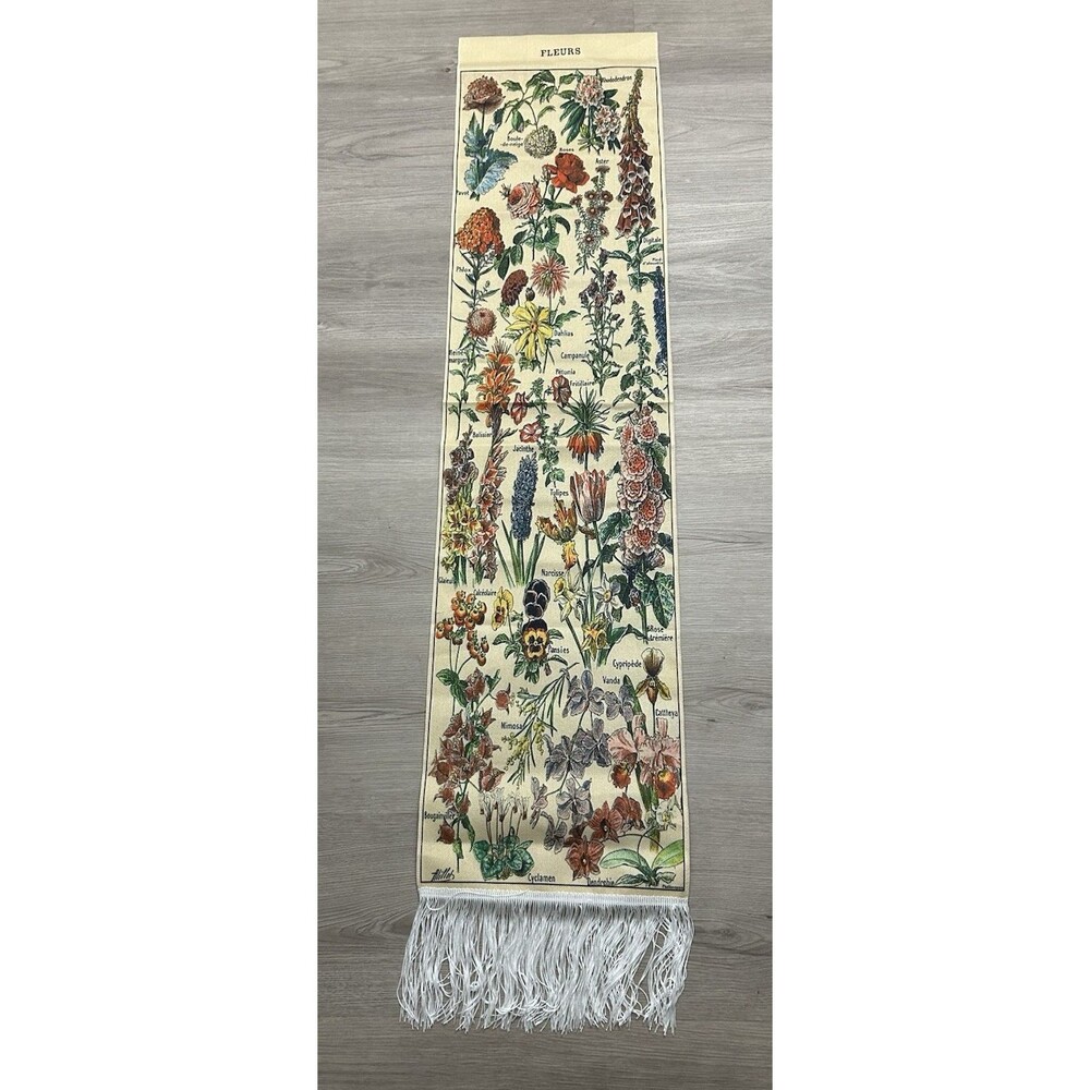 floral wall hanging tapestry botanical floral flower french cottage long tassel